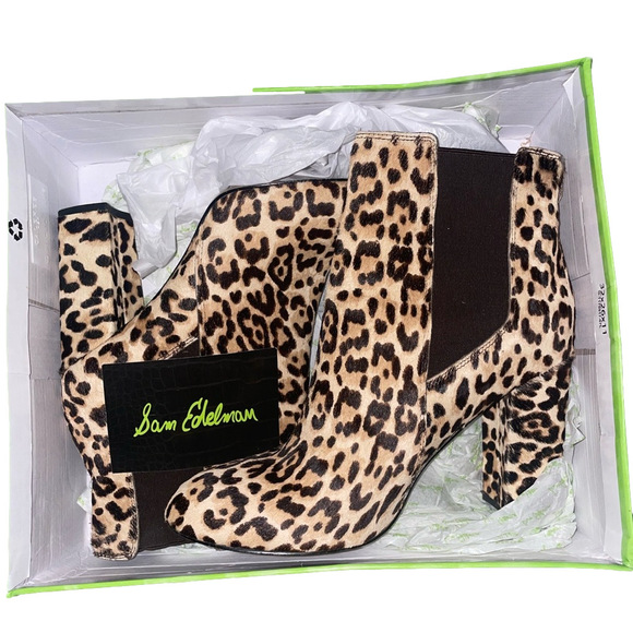 Sam Edelman Leopard Boots Women’s Size 9 pony Hair Ankle Booties animal print - Picture 2 of 12